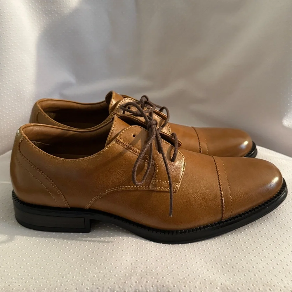 George Shoes Men’s‎ Size 8.5 Classic Brown Faux Leather Oxfords Comfort New